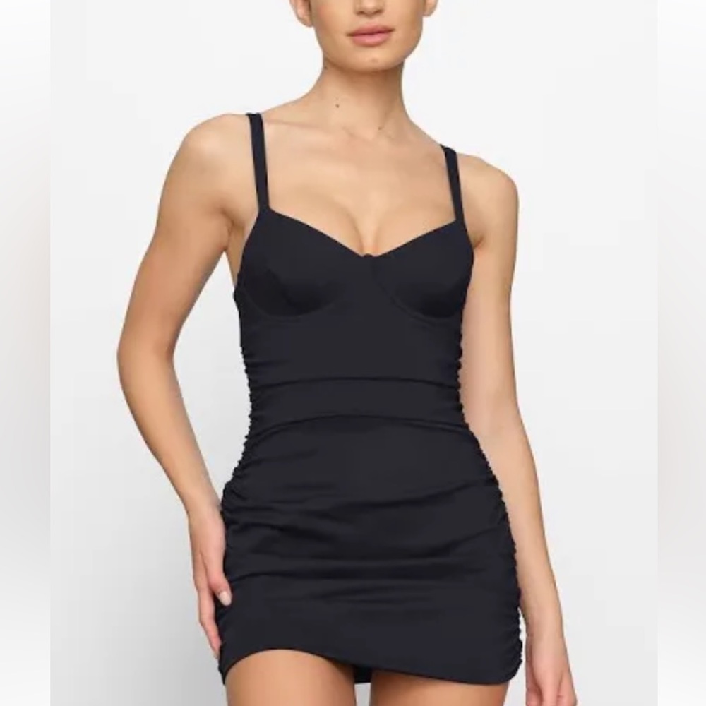Skims Gunmetal SHAPING SWIM RUCHED ONE PIECE - New
